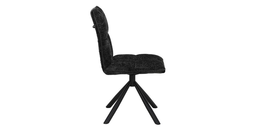 Chaise de salle à manger pivotante DANIEL – Tissu gris foncé – Pieds en métal noir – Hauteur 96,5 cm – Style design/industriel