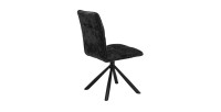 Chaise de salle à manger pivotante DANIEL – Tissu gris foncé – Pieds en métal noir – Hauteur 96,5 cm – Style design/industriel