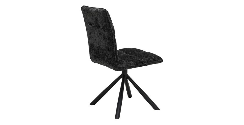 Chaise de salle à manger pivotante DANIEL – Tissu gris foncé – Pieds en métal noir – Hauteur 96,5 cm – Style design/industriel