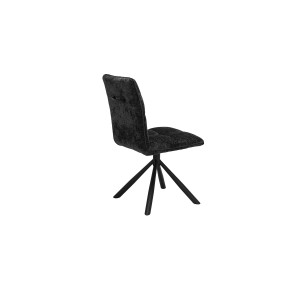 Chaise de salle à manger pivotante DANIEL – Tissu gris foncé – Pieds en métal noir – Hauteur 96,5 cm – Style design/industriel