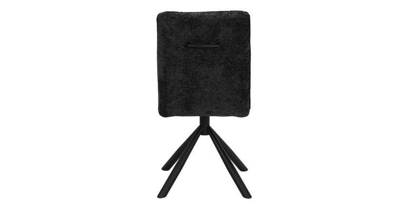 Chaise de salle à manger pivotante DANIEL – Tissu gris foncé – Pieds en métal noir – Hauteur 96,5 cm – Style design/industriel