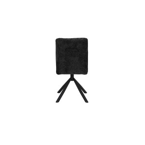 Draaibare eetkamerstoel DANIEL - Donkergrijze stof - Zwarte metalen poten - Hoogte 96,5 cm - Design/industriële stijl