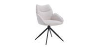 Chaise de salle à manger pivotante MOOREA – Tissu beige – Pieds en métal noir – Hauteur 90 cm – Style design/industriel