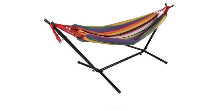 Hamac avec support en métal – 260x107x100 cm – Coloris multicolore – Détente et robustesse