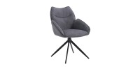 Chaise de salle à manger pivotante MOOREA – Tissu gris foncé – Pieds en métal noir – Hauteur 90 cm – Style design/industriel