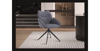 Draaibare eetkamerstoel MOOREA - Donkergrijze stof - Zwarte metalen poten - Hoogte 90 cm - Design/industriële stijl