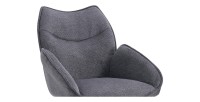 Chaise de salle à manger pivotante MOOREA – Tissu gris foncé – Pieds en métal noir – Hauteur 90 cm – Style design/industriel