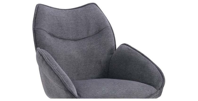Chaise de salle à manger pivotante MOOREA – Tissu gris foncé – Pieds en métal noir – Hauteur 90 cm – Style design/industriel