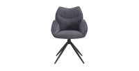 Chaise de salle à manger pivotante MOOREA – Tissu gris foncé – Pieds en métal noir – Hauteur 90 cm – Style design/industriel