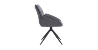Chaise de salle à manger pivotante MOOREA – Tissu gris foncé – Pieds en métal noir – Hauteur 90 cm – Style design/industriel