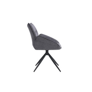 Draaibare eetkamerstoel MOOREA - Donkergrijze stof - Zwarte metalen poten - Hoogte 90 cm - Design/industriële stijl