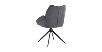 Chaise de salle à manger pivotante MOOREA – Tissu gris foncé – Pieds en métal noir – Hauteur 90 cm – Style design/industriel