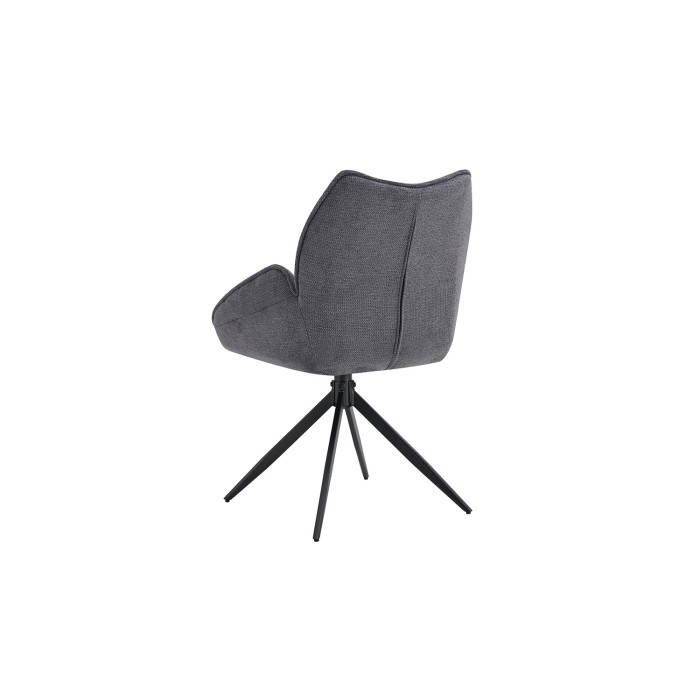 Chaise de salle à manger pivotante MOOREA – Tissu gris foncé – Pieds en métal noir – Hauteur 90 cm – Style design/industriel