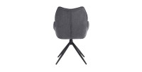 Chaise de salle à manger pivotante MOOREA – Tissu gris foncé – Pieds en métal noir – Hauteur 90 cm – Style design/industriel