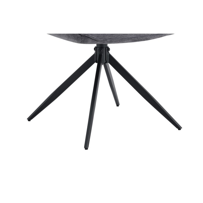 Draaibare eetkamerstoel MOOREA - Donkergrijze stof - Zwarte metalen poten - Hoogte 90 cm - Design/industriële stijl
