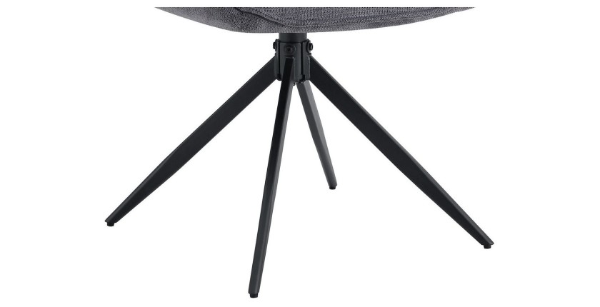 Draaibare eetkamerstoel MOOREA - Donkergrijze stof - Zwarte metalen poten - Hoogte 90 cm - Design/industriële stijl