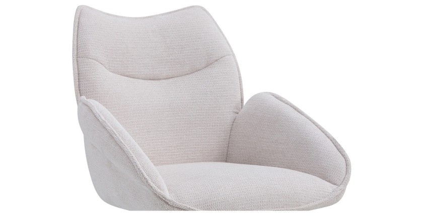 Chaise de salle à manger pivotante MOOREA – Tissu beige – Pieds en métal noir – Hauteur 90 cm – Style design/industriel