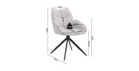 Chaise de salle à manger pivotante MOOREA – Tissu beige – Pieds en métal noir – Hauteur 90 cm – Style design/industriel