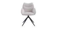 Chaise de salle à manger pivotante MOOREA – Tissu beige – Pieds en métal noir – Hauteur 90 cm – Style design/industriel