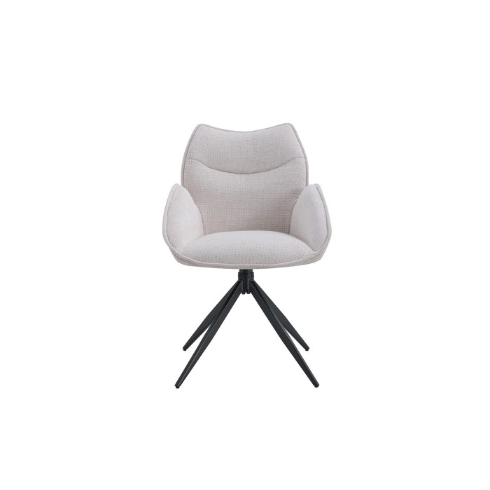 Sedia da pranzo girevole MOOREA - Tessuto beige - Piedi in metallo nero - Altezza 90 cm - Stile design/industriale