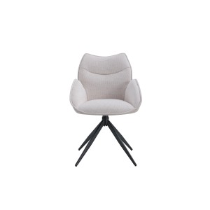 Chaise de salle à manger pivotante MOOREA – Tissu beige – Pieds en métal noir – Hauteur 90 cm – Style design/industriel
