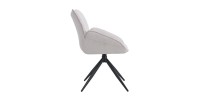Chaise de salle à manger pivotante MOOREA – Tissu beige – Pieds en métal noir – Hauteur 90 cm – Style design/industriel
