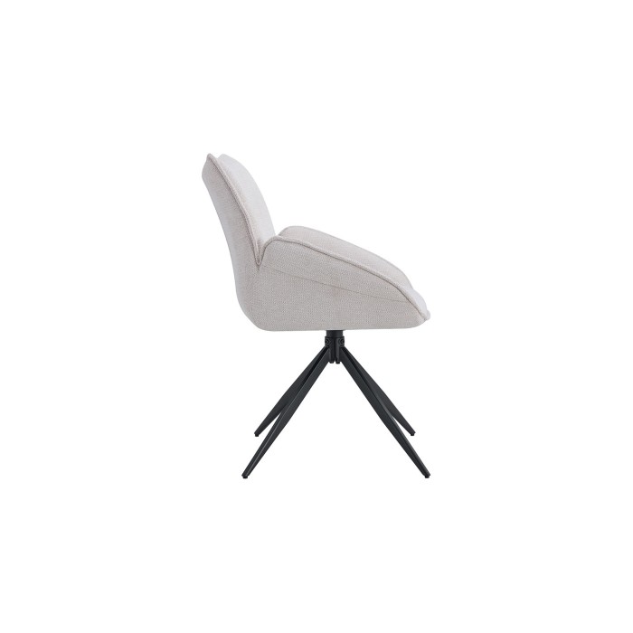 Sedia da pranzo girevole MOOREA - Tessuto beige - Piedi in metallo nero - Altezza 90 cm - Stile design/industriale