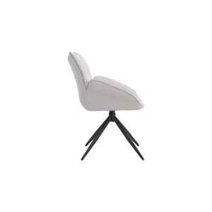 Draaibare eetkamerstoel MOOREA - Beige stof - Zwarte metalen poten - Hoogte 90 cm - Design/industriële stijl