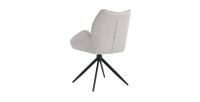 Chaise de salle à manger pivotante MOOREA – Tissu beige – Pieds en métal noir – Hauteur 90 cm – Style design/industriel