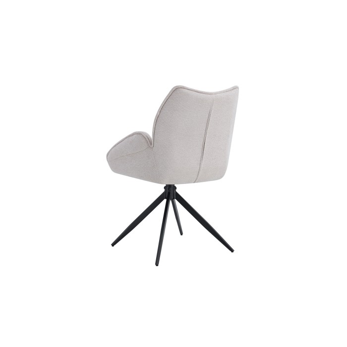 Sedia da pranzo girevole MOOREA - Tessuto beige - Piedi in metallo nero - Altezza 90 cm - Stile design/industriale