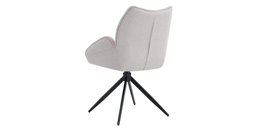 Chaise de salle à manger pivotante MOOREA – Tissu beige – Pieds en métal noir – Hauteur 90 cm – Style design/industriel