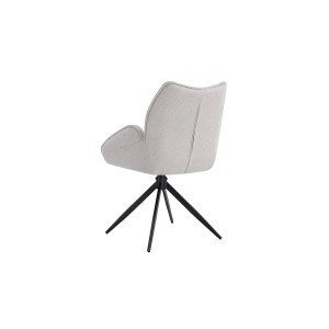 Draaibare eetkamerstoel MOOREA - Beige stof - Zwarte metalen poten - Hoogte 90 cm - Design/industriële stijl