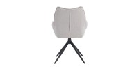 Chaise de salle à manger pivotante MOOREA – Tissu beige – Pieds en métal noir – Hauteur 90 cm – Style design/industriel