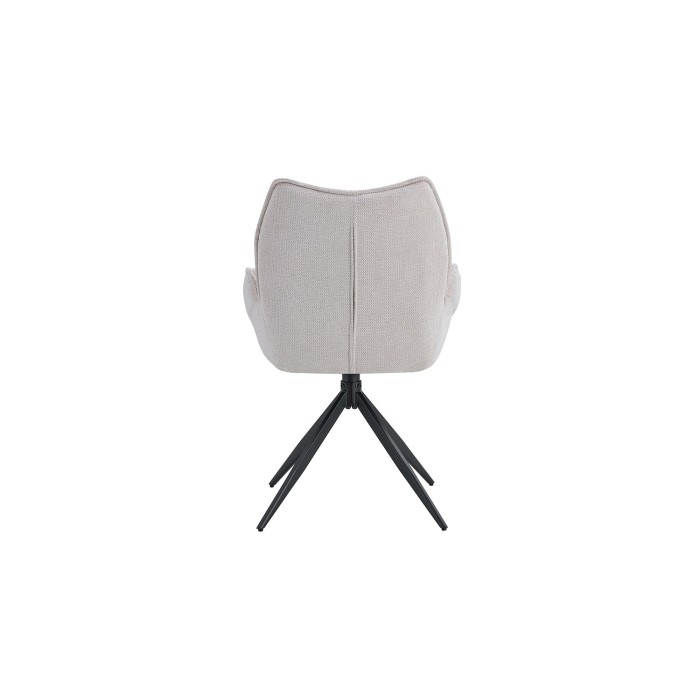 Chaise de salle à manger pivotante MOOREA – Tissu beige – Pieds en métal noir – Hauteur 90 cm – Style design/industriel