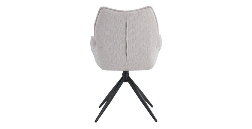 Chaise de salle à manger pivotante MOOREA – Tissu beige – Pieds en métal noir – Hauteur 90 cm – Style design/industriel