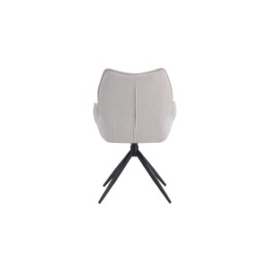 Chaise de salle à manger pivotante MOOREA – Tissu beige – Pieds en métal noir – Hauteur 90 cm – Style design/industriel