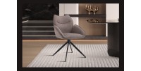 Chaise de salle à manger pivotante MOOREA – Tissu marron – Pieds en métal noir – Hauteur 90 cm – Style design/industriel