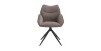 Chaise de salle à manger pivotante MOOREA – Tissu marron – Pieds en métal noir – Hauteur 90 cm – Style design/industriel