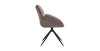 Chaise de salle à manger pivotante MOOREA – Tissu marron – Pieds en métal noir – Hauteur 90 cm – Style design/industriel