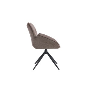 Chaise de salle à manger pivotante MOOREA – Tissu marron – Pieds en métal noir – Hauteur 90 cm – Style design/industriel