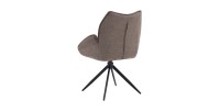 Chaise de salle à manger pivotante MOOREA – Tissu marron – Pieds en métal noir – Hauteur 90 cm – Style design/industriel