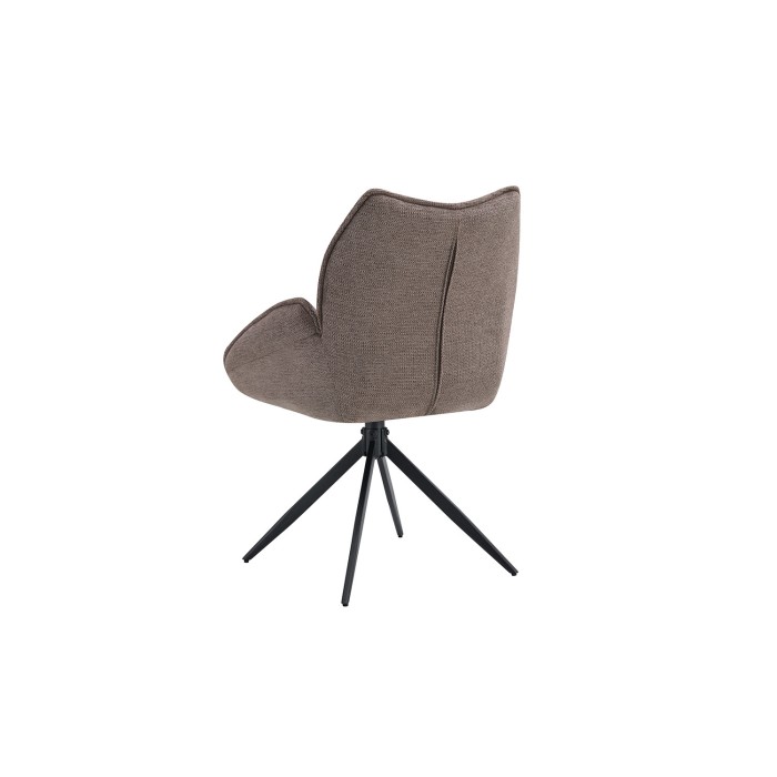 Sedia da pranzo girevole MOOREA - Tessuto marrone - Piedi in metallo nero - Altezza 90 cm - Stile design/industriale