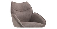 Chaise de salle à manger pivotante MOOREA – Tissu marron – Pieds en métal noir – Hauteur 90 cm – Style design/industriel