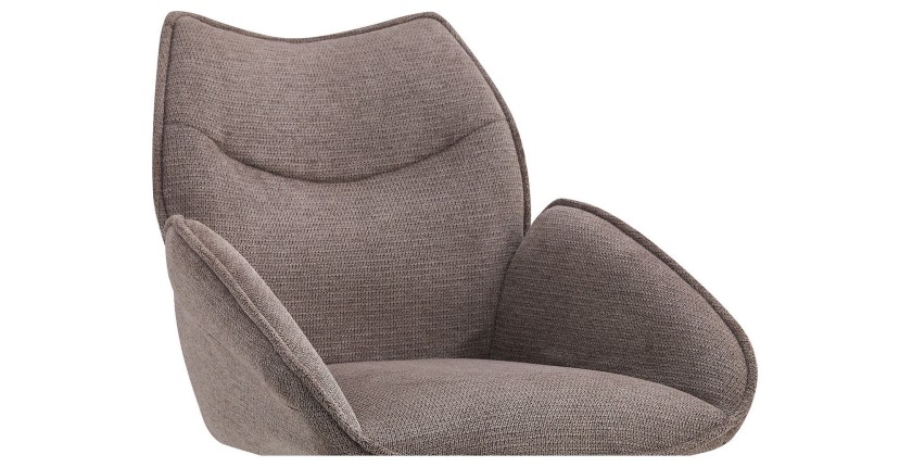 Chaise de salle à manger pivotante MOOREA – Tissu marron – Pieds en métal noir – Hauteur 90 cm – Style design/industriel