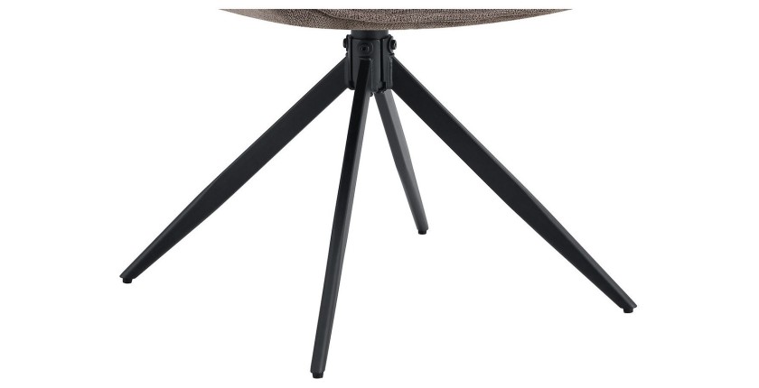 Sedia da pranzo girevole MOOREA – Tessuto marrone – Gambe in metallo nero – Altezza 90 cm – Stile design/industriale