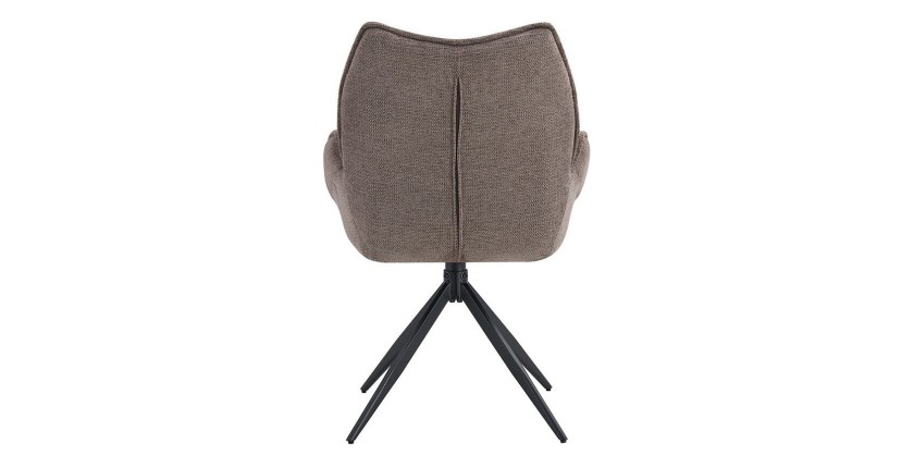 Sedia da pranzo girevole MOOREA – Tessuto marrone – Gambe in metallo nero – Altezza 90 cm – Stile design/industriale