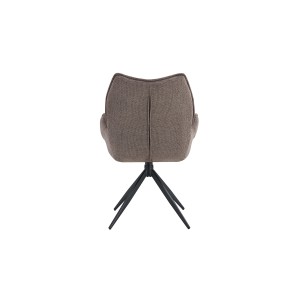 Sedia da pranzo girevole MOOREA – Tessuto marrone – Gambe in metallo nero – Altezza 90 cm – Stile design/industriale