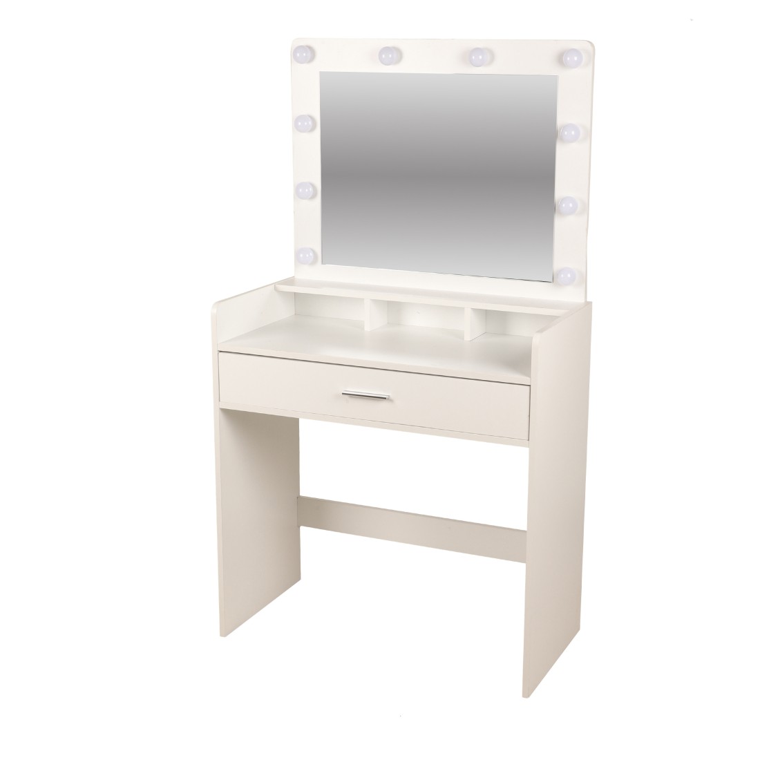 Coiffeuse design blanche avec tiroir et miroir LED – 80x40x143 cm – Élégance et fonctionnalité