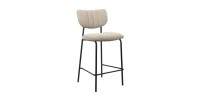 Chaise de comptoir VENTURA – Tissu brun – Pieds en métal noir – Hauteur 97 cm – Style design/industriel
