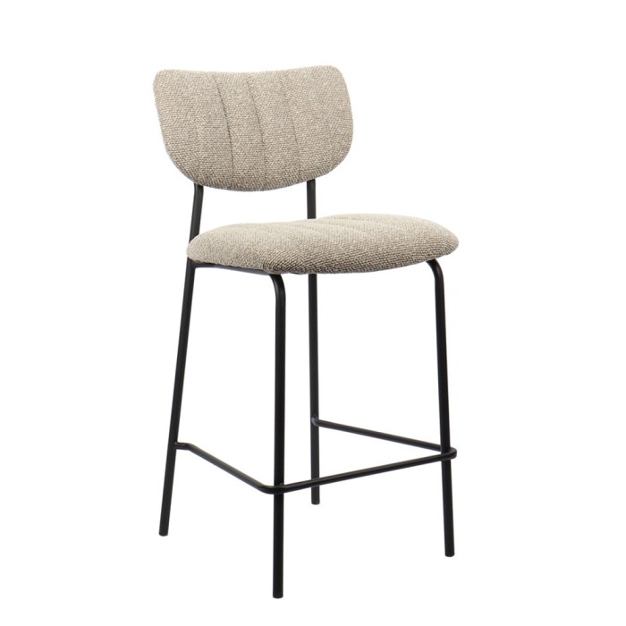 Chaise de comptoir VENTURA – Tissu brun – Pieds en métal noir – Hauteur 97 cm – Style design/industriel